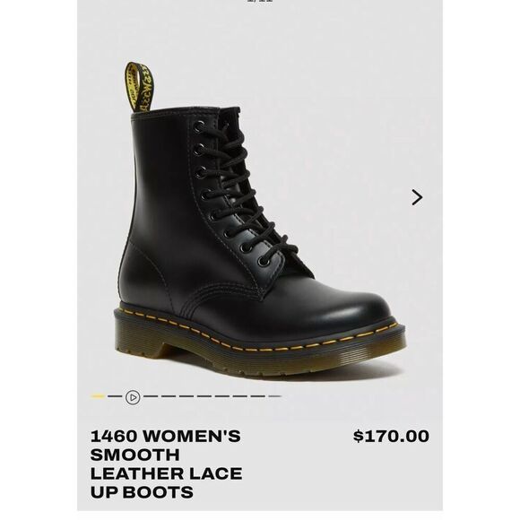 Dr. Marten 1460 The Original BLACK LEATHER lace up Grunge ankle boots 7 Ladies - Picture 1 of 16
